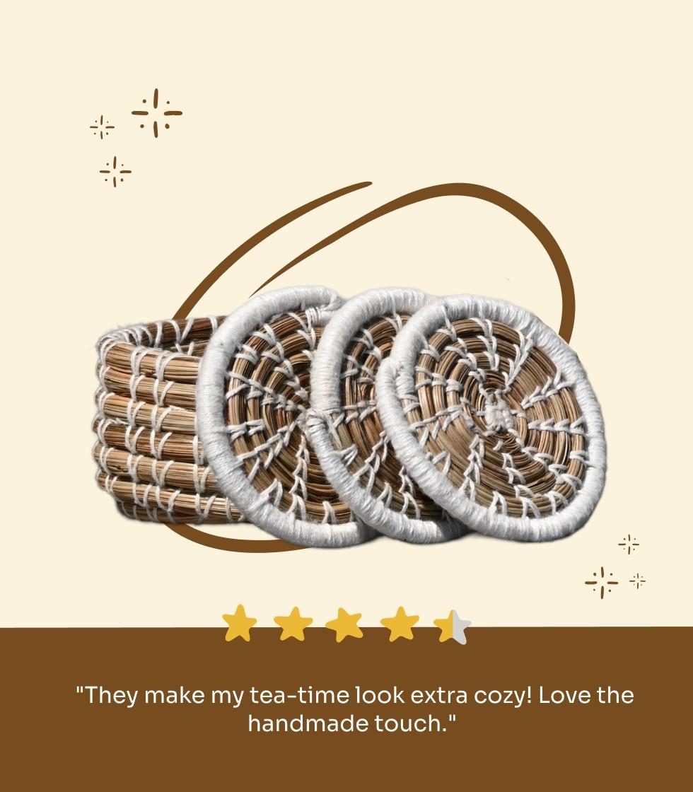 Hand-Knitted Tea Coasters – Himalayan Pine Needle Coasters