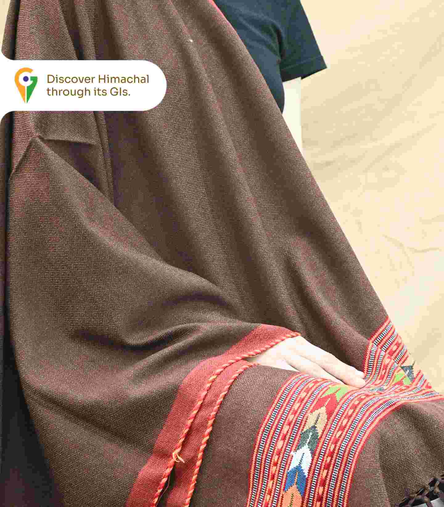 Himachali Pure Kullu Handloom Stole – Brown, Handcrafted Winter Elegance - Dupattas & Shawls | Buy online on ZillyBuy