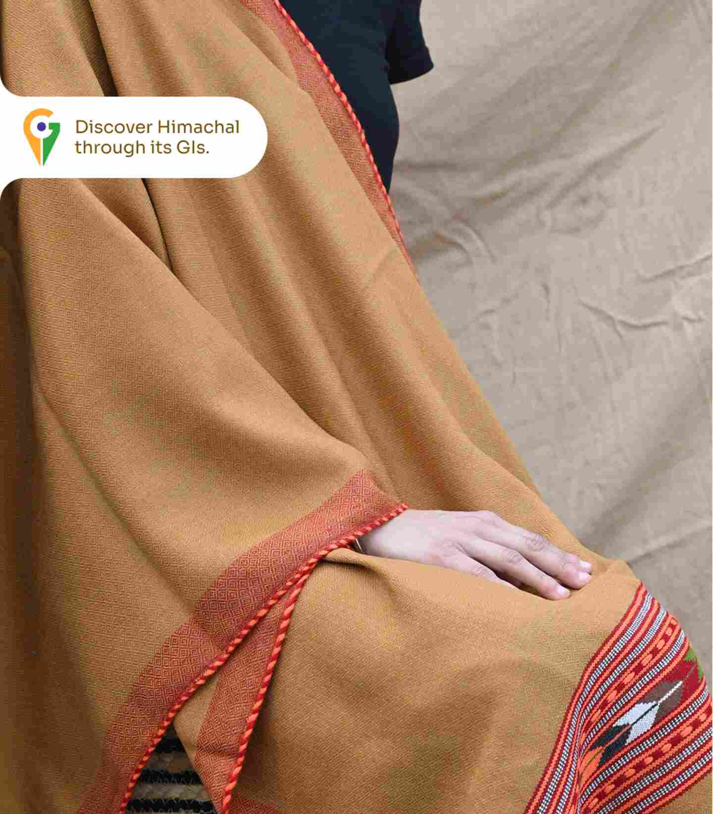 Himachali Pure Kullu Handloom Stole – Mustard, Handcrafted Winter Elegance - Dupattas & Shawls | Buy online on ZillyBuy