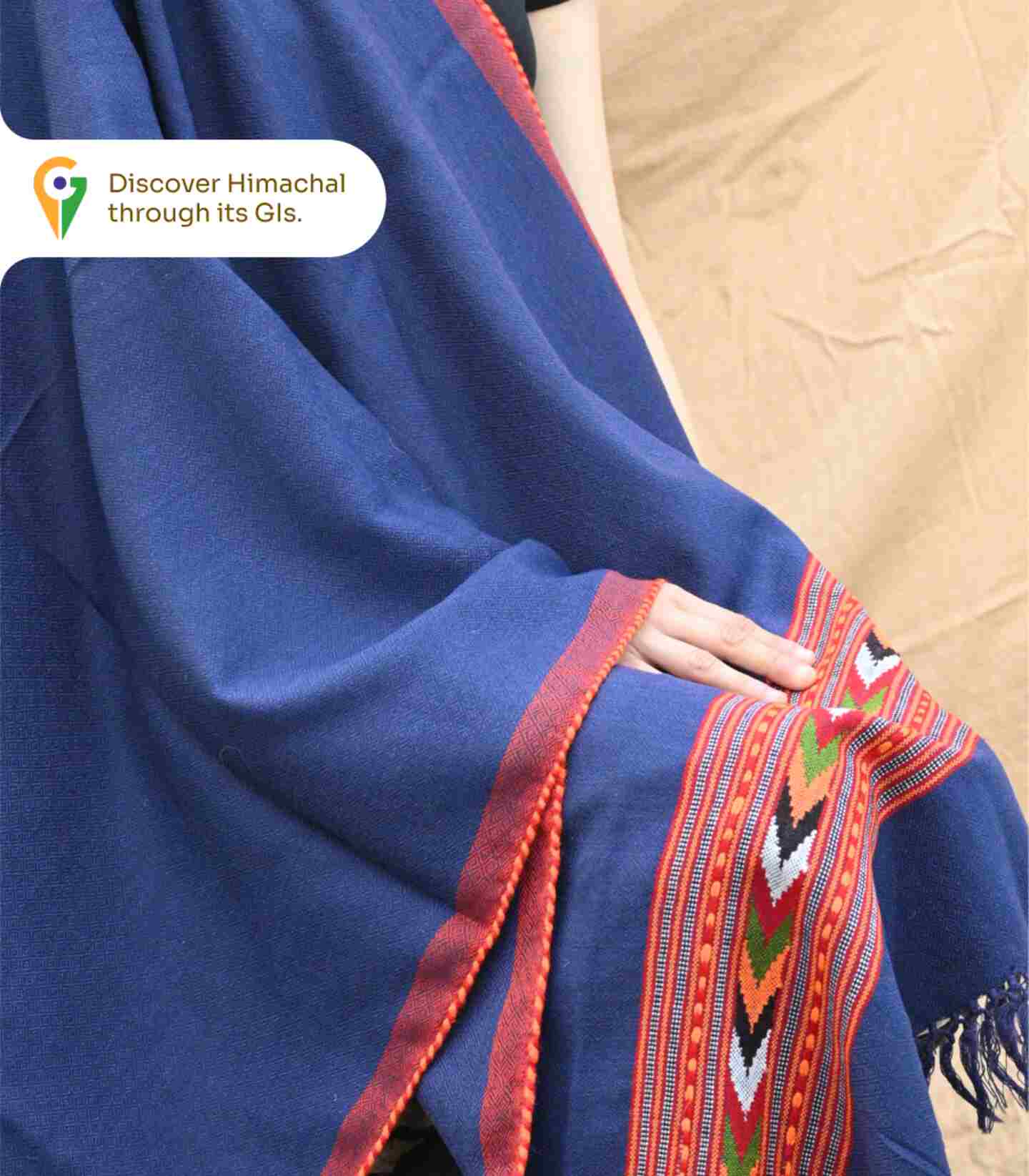 Himachali Pure Kullu Handloom Stole – Blue, Handcrafted Winter Elegance - Dupattas & Shawls | Buy online on ZillyBuy